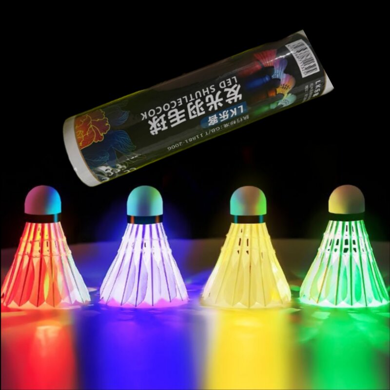 마이또바기 배드민턴 깃털 셔틀콕 led, 1세트, 4개, 혼합색상