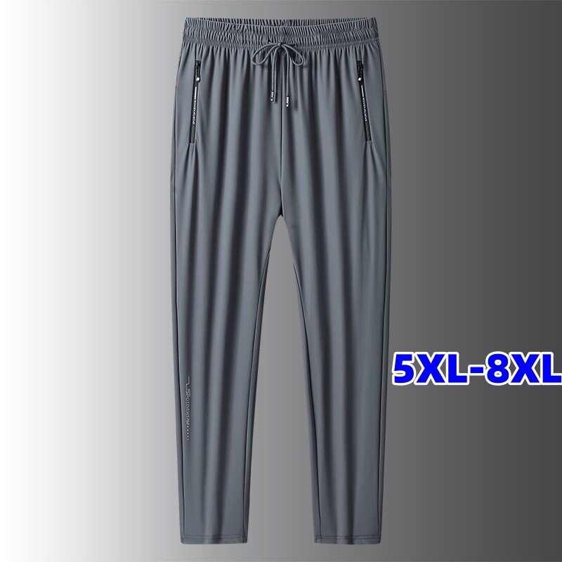 Sevenmoon여름 냉장고 바지 고탄력 속건 아이스 트레이닝 바지 남자 5XL-8XL