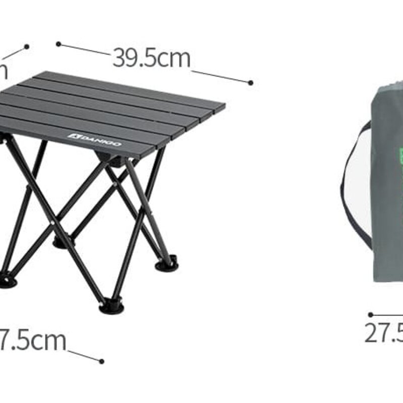 다니고 알루미늄 경량 캠핑 롤테이블, 블랙