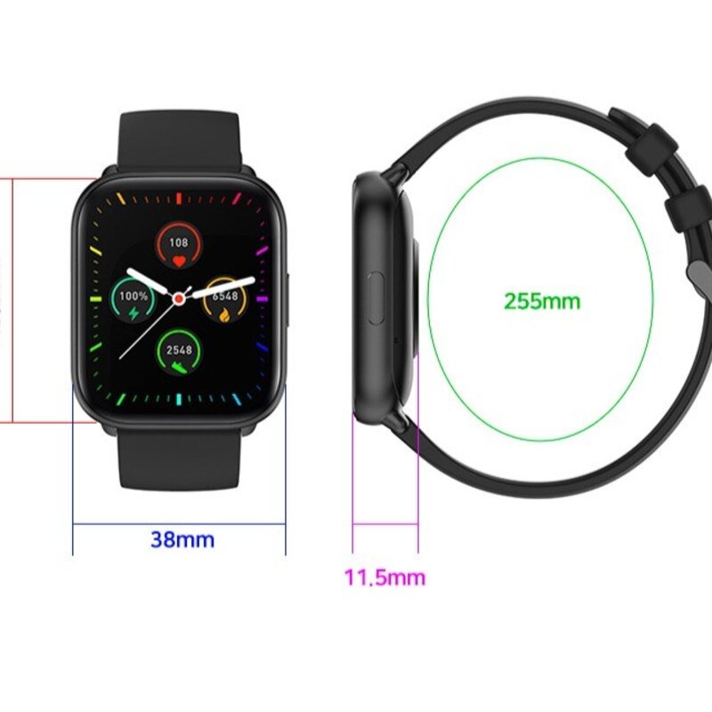 젤센 웨어러블 스마트워치 에어워치3, 블랙, 38mm