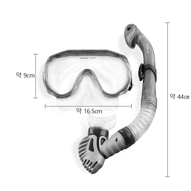 엑스블루 고급형 레저 스노클 세트 XSON-0030, 블랙