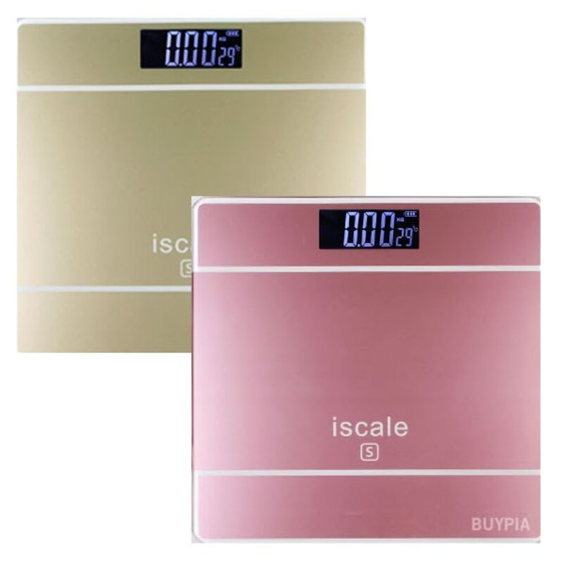 ISCALE 체중계 (5mm강화유리 백라이트LCD), (컬러:핑크), 아이스케일 체중계