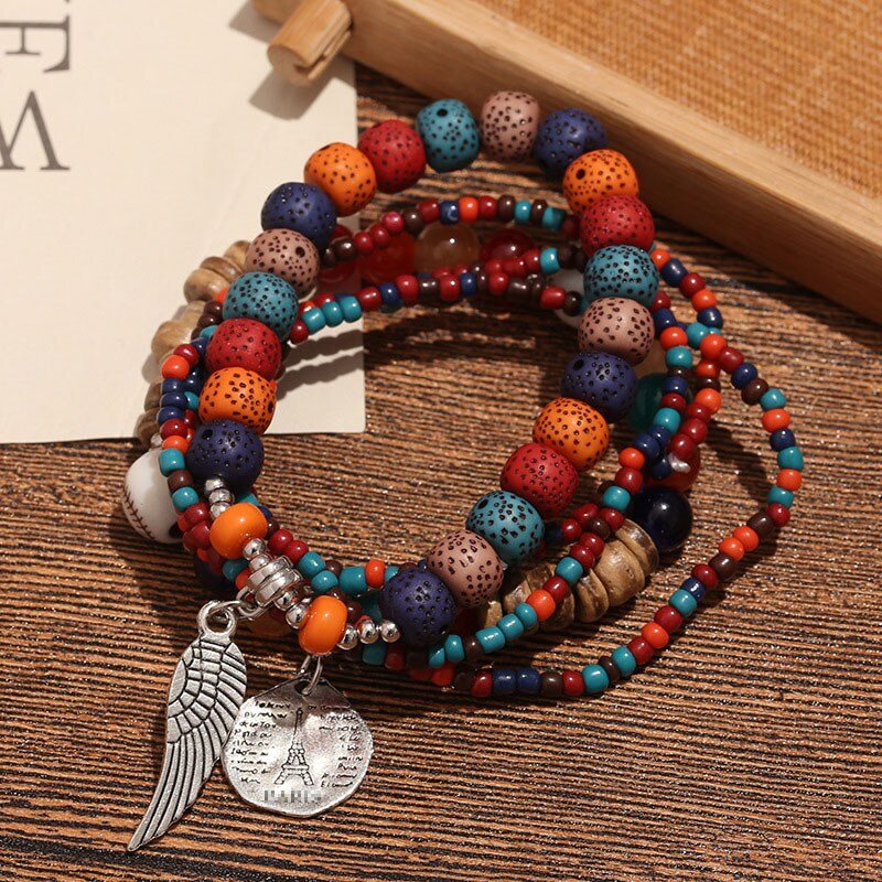 다층조합 다채로운 핸드메이드 비즈 팔찌 Bracelet 2S369