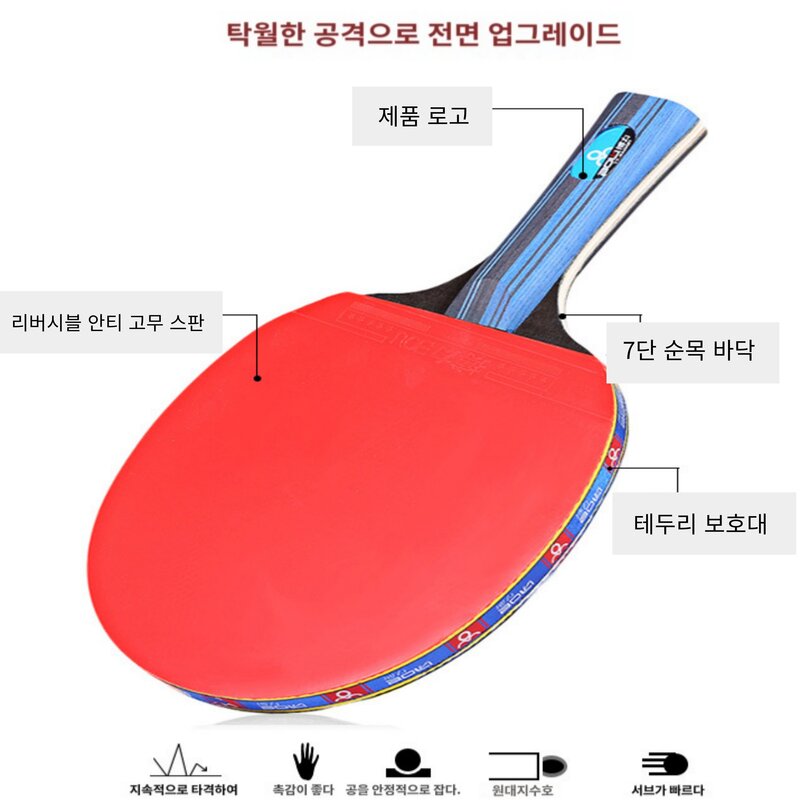 Brillant 고급형 셰이크 탁구라켓2P+탁구공3p+파우치 세트 초급자 중급자 긴 손잡이, 1개