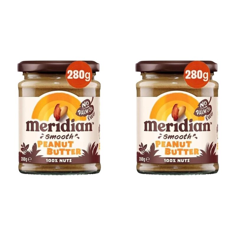 Meridian 메리디안 스무스 피넛 버터 무염 스프레드 280g 2팩, 280g, 2개